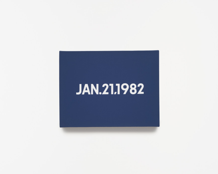 A navy-blue canvas with centered white sans-serif type that reads 