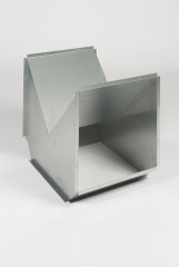 A stainless steel square tube T-piece segment.