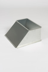 A stainless steel trapezoidal square tube transition piece segment.